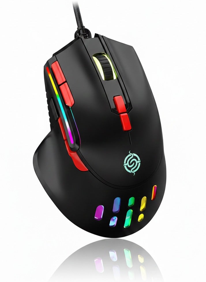 ماوس سلكي بتأثير ضوئي RGB، طول الكابل: 1.5 متر/ (أاسود) / موديل Q15 - Image 1